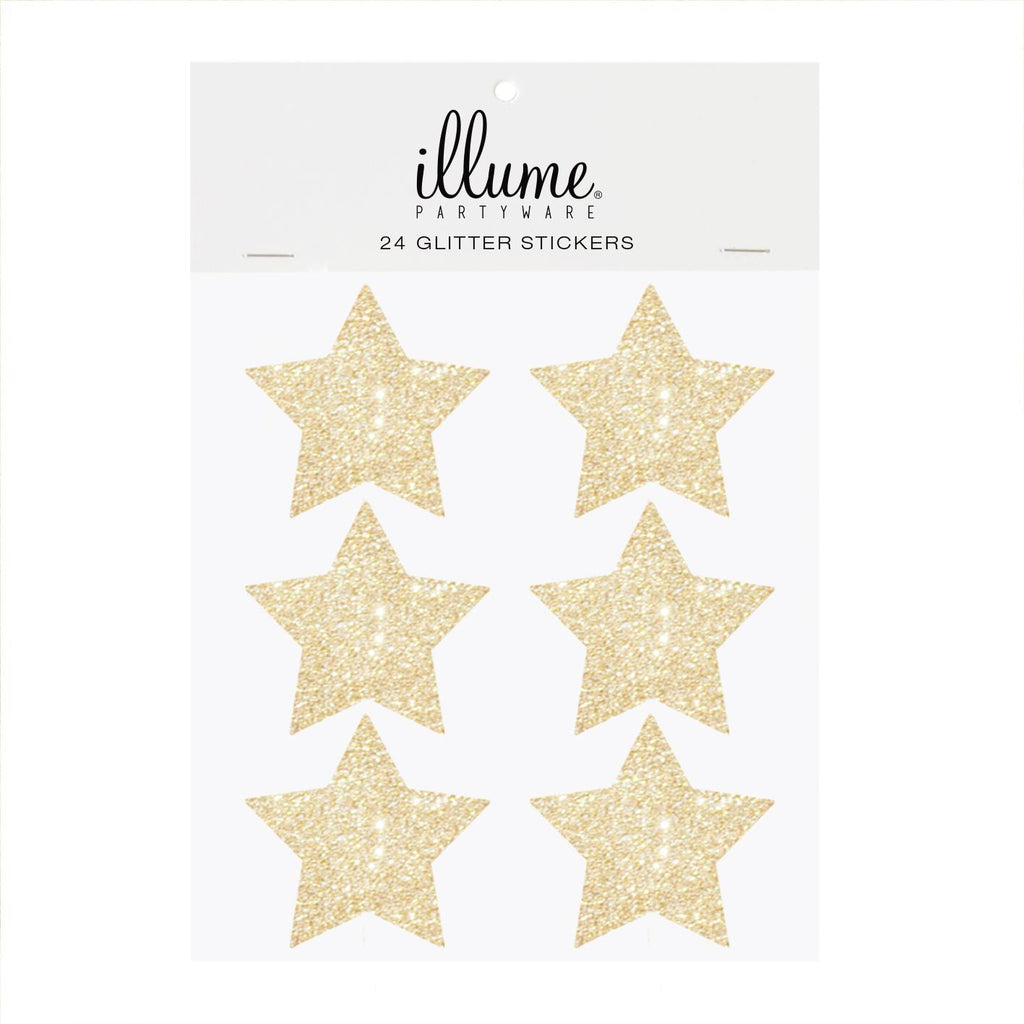 Stickers de Estrellas en  Dorado con Brillantina - 24 pzs.
