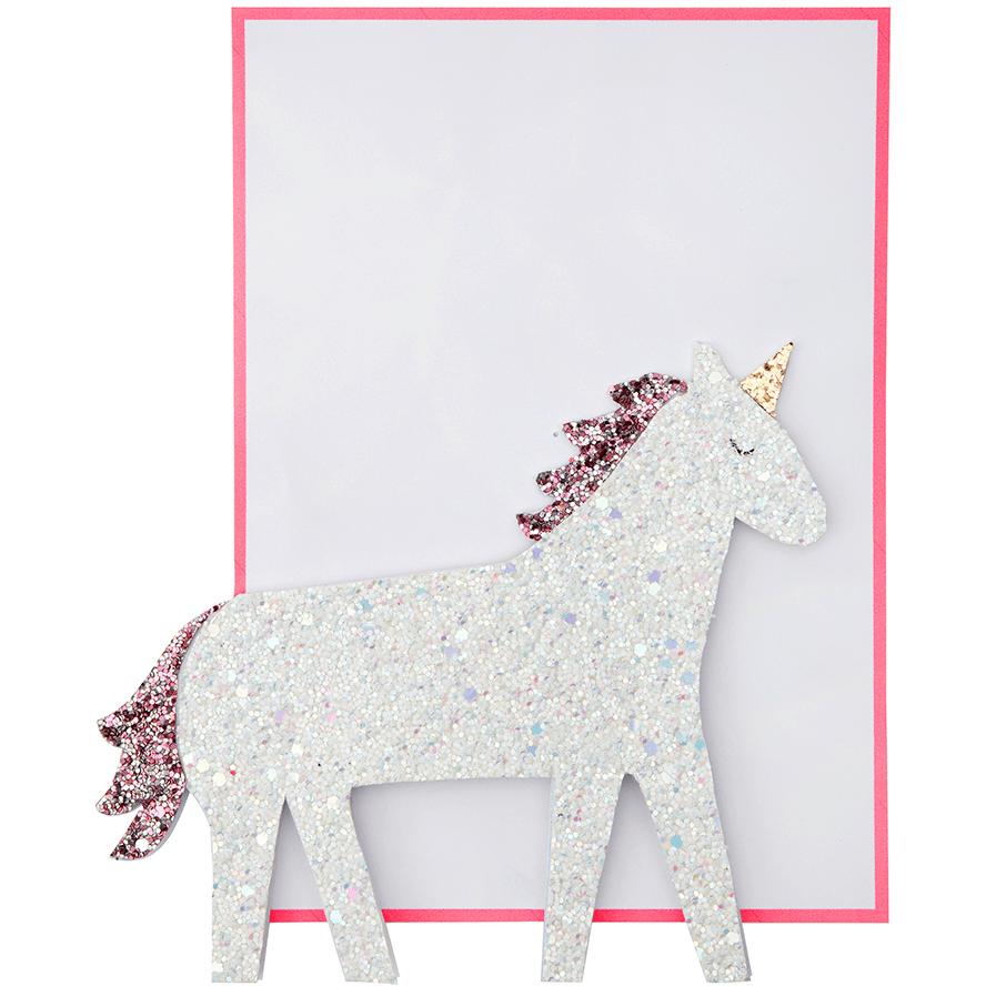 Tarjeta Happy Birthday Unicornio de  Glitter - 1 pza.