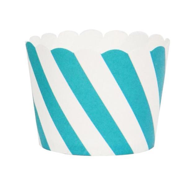 Vasito para Cupcake con lineas Diagonales  en Blanco y Azul - 25 pzas.