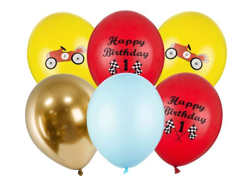 Balloons 30cm, Happy Birthday, mix (1 pkt / 6 pc.) Globos Party Deco 