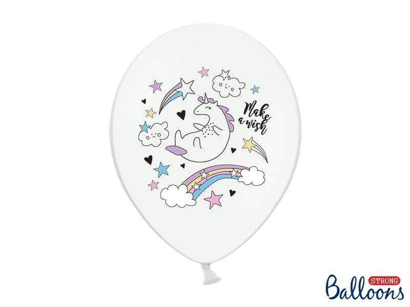 Balloons 30cm, Unicorn, Pastel Pure White (1 pkt / 6 pc.) Globos Party Deco 