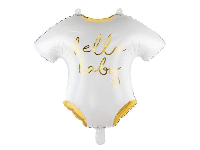 Foil balloon Baby romper - Hello Baby, 51x45cm, white.