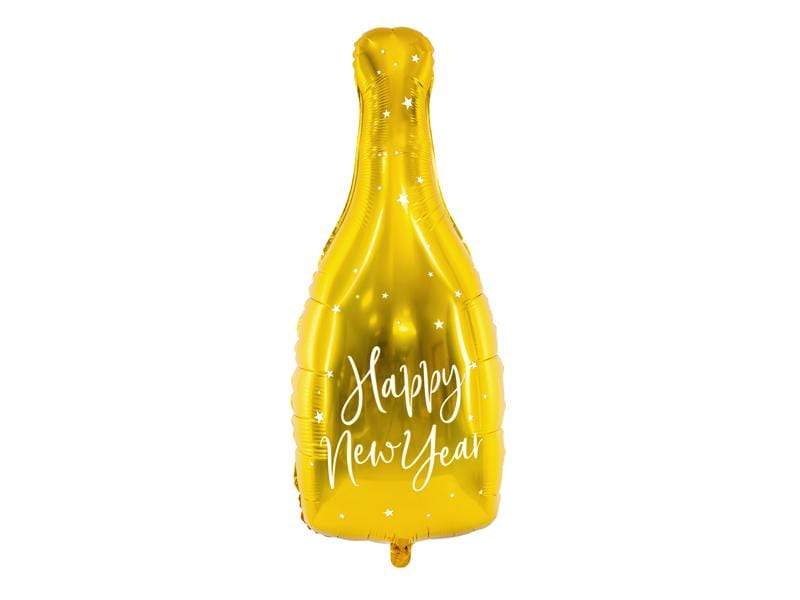 Foil balloon Bottle - Happy New Year, 32x82cm, gold.
