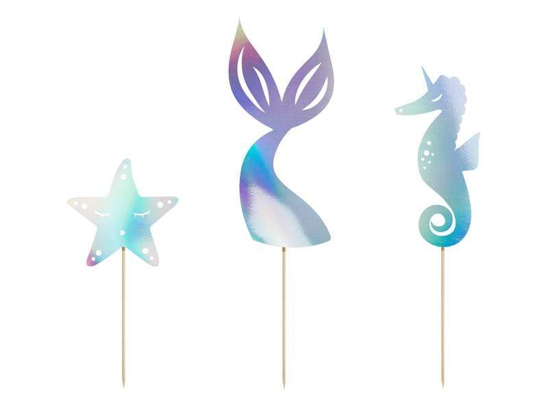 Cake toppers Mermaid, iridescent, 24.5cm: 1pkt/3pc. toppers Party Deco 