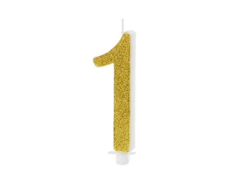 Birthday candle Number 1, gold, 10cm Velas Party Deco 