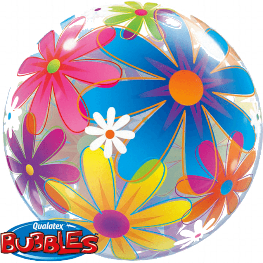 Burbuja Sencilla Flores de Colores 22" - 1 pza.