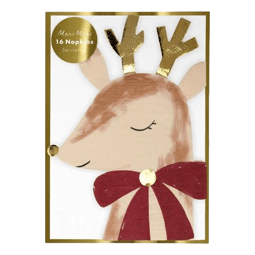 Reindeer With Bow Napkins - 16 pc.