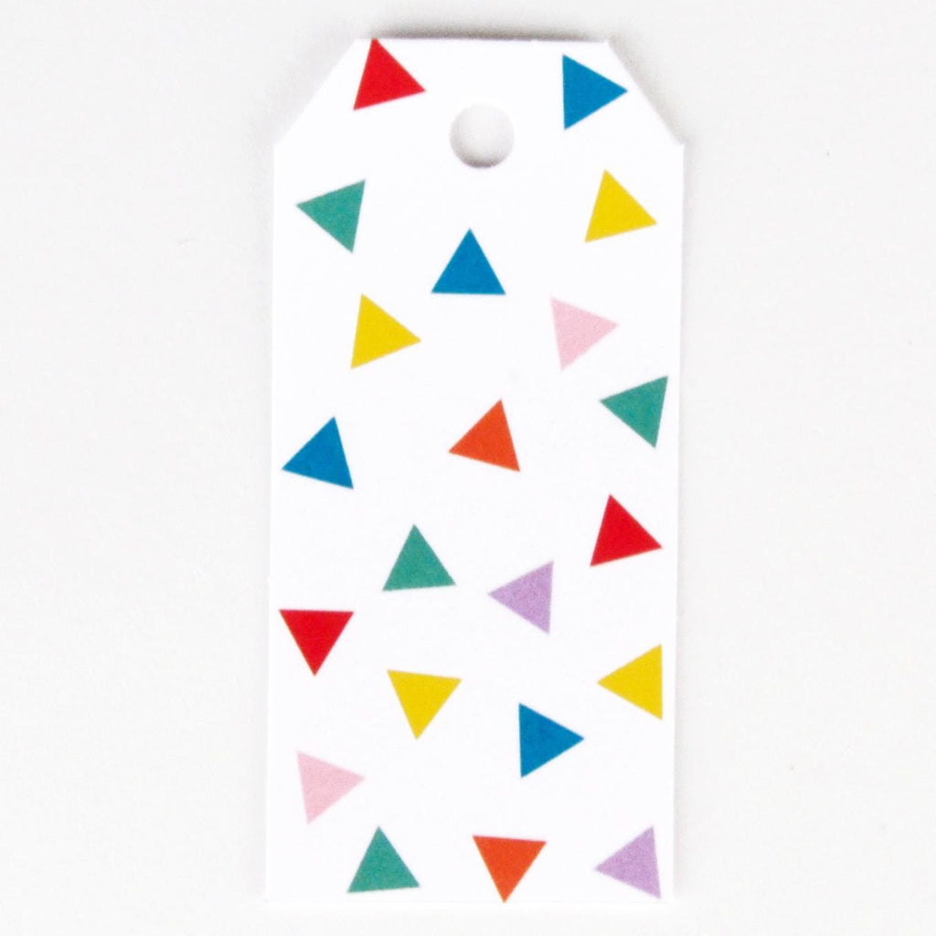 Etiqueta de Regalo Triángulos Multicolor - 12 Pzas.