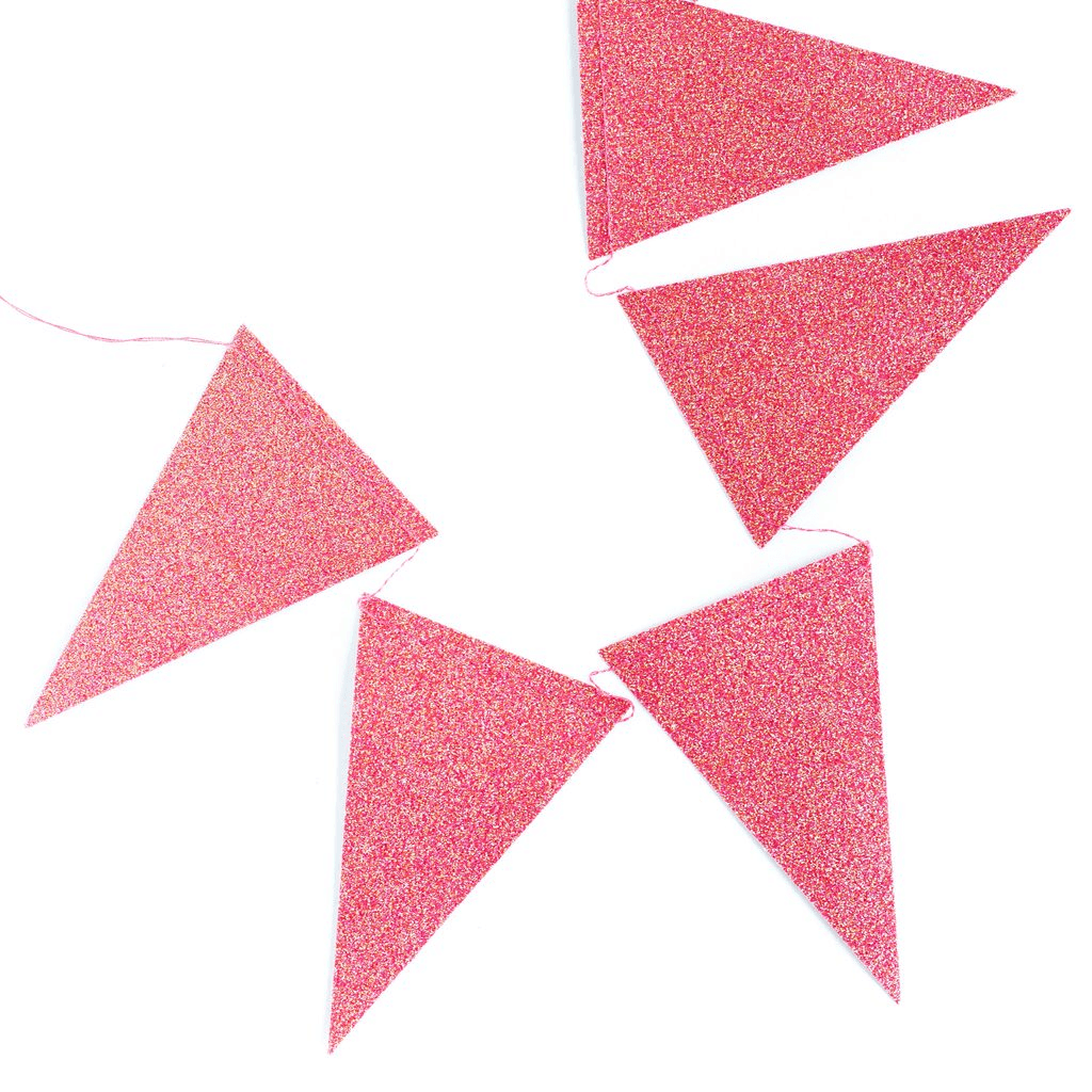 Guirnalda de Banderines Rosa con Glitter - 1 pza.