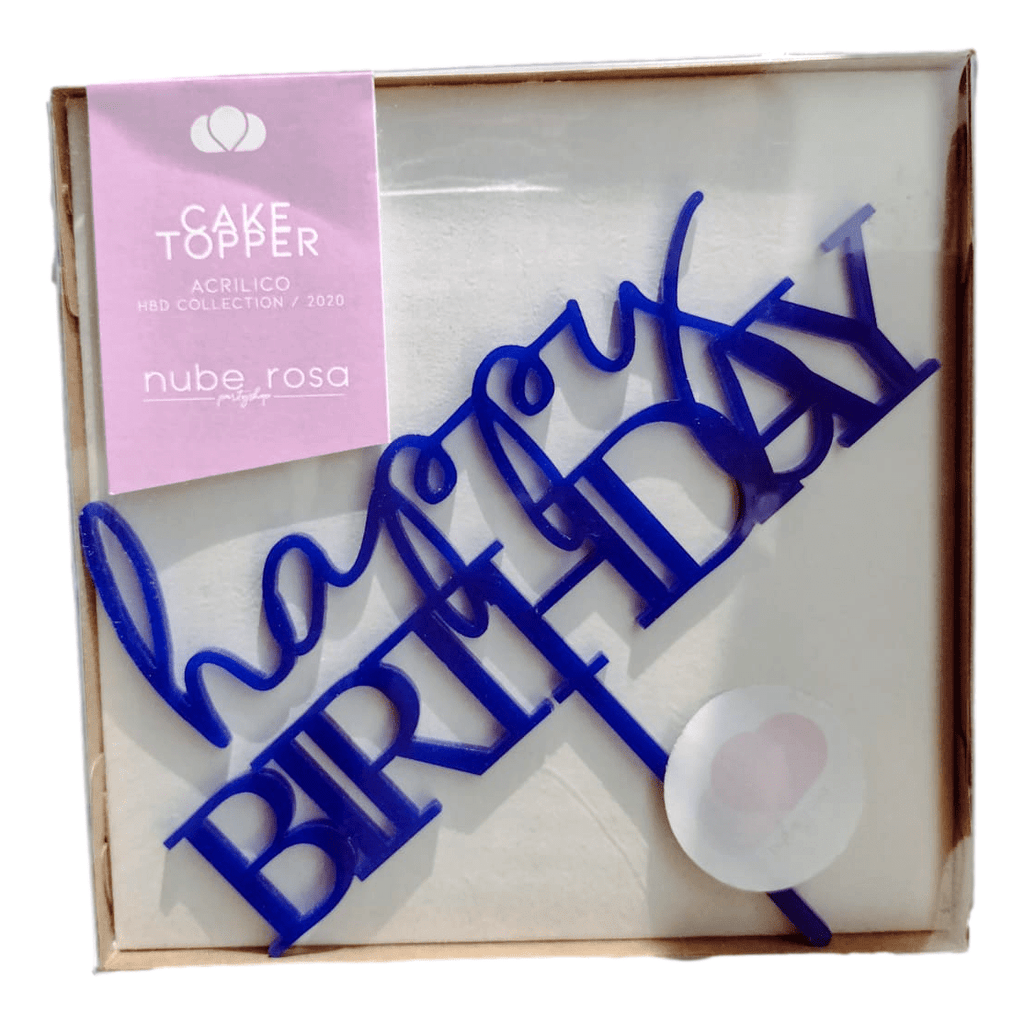 Cake Topper Happy Birthday - 1 pza Toppers PARTY ART Azul 