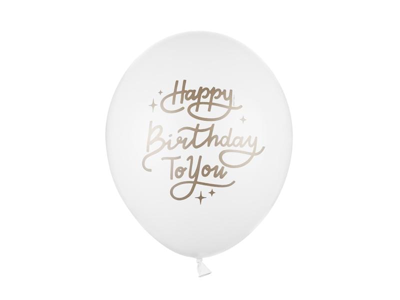 Balloons 30 cm, Happy Birthday To You, Pastel Pure White - 1 pza Globos Party Deco 