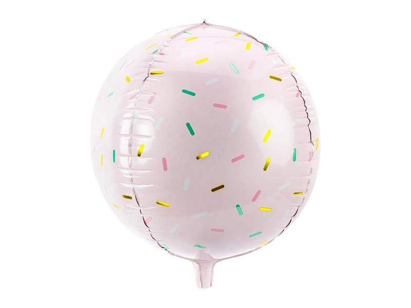 Foil balloon Ball - Sprinkle, 40cm, light pink.