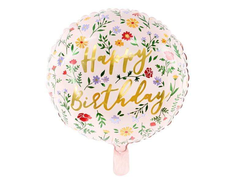 Foil balloon Happy Birthday, 35cm, light pink Globos Party Deco 
