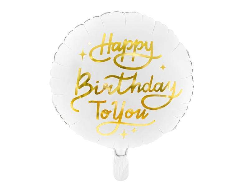 Foil balloon Happy Birthday To You, 35cm, white Globos Party Deco 