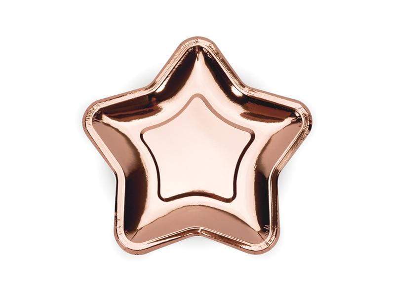 Paper Plates Star, rose gold, 18cm (1 pkt / 6 pc.) Platos Party Deco 