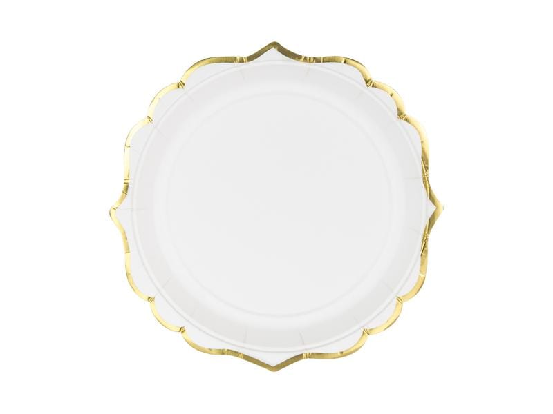 Plates, white, 18.5 cm (1 pkt / 6 pc.) Platos Party Deco 