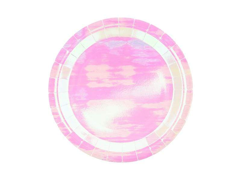 Round plates, iridescent, 23 cm (1 pkt / 6 pc.) Platos Party Deco 