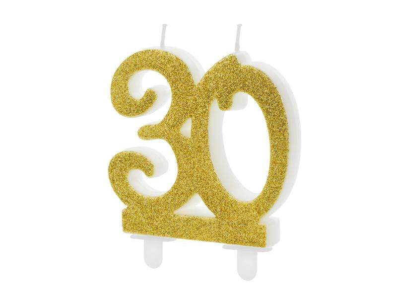 Birthday candle Number 30, gold, 7.5cm Velas Party Deco 