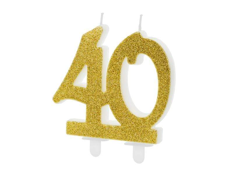 Birthday candle Number 40, gold, 7.5cm Velas Party Deco 