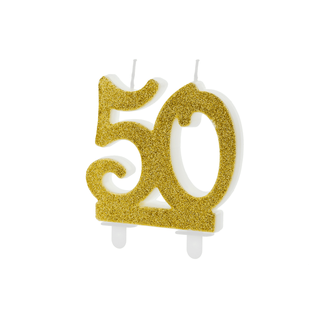 Birthday candle Number 50, gold, 7.5cm Velas Party Deco 