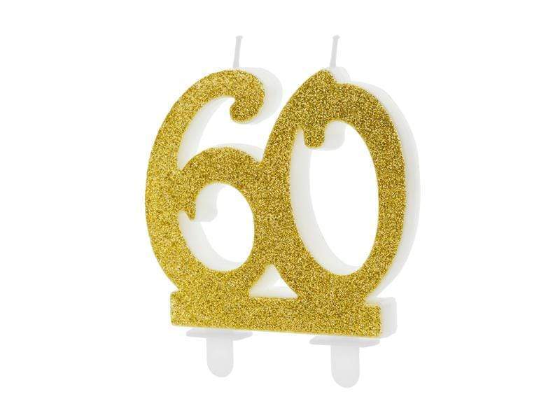 Birthday candle Number 60, gold, 7.5cm Velas Party Deco 
