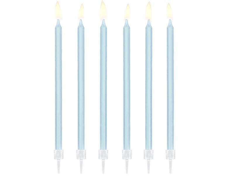 Plain birthday candles, light blue, 14cm (1 pkt / 12 pc.) Velas Party Deco 