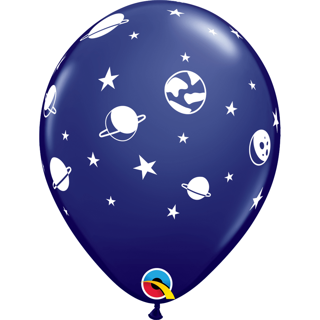 Globo Latex 11" Espacio, Estrellas y Planetas - 1 pza Globos Qualatex Azul Oscuro 