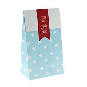 Bolsa de Dulces en papel Azul con Estrellas Blancas - 12 pzas.
