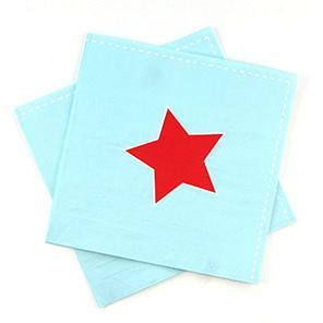 Servilleta Grande Azul con Estrella Roja  - 20 pzas.